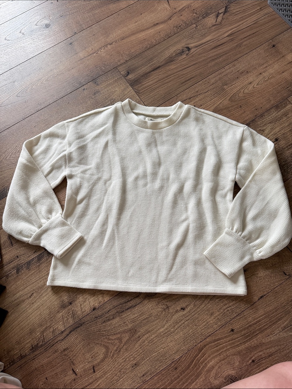 Madewell Cream Waffle-Knit Crewneck Sweater